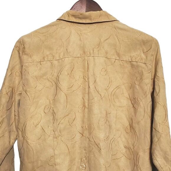 VTG Sag Harbor Faux Suede Button Shirt Size 14P Golden Yellow Embroidered Womens - Picture 6 of 11